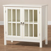Baxton Studio Kendall White Finished Wood and Glass Kitchen Storage Cabinet 163-9030